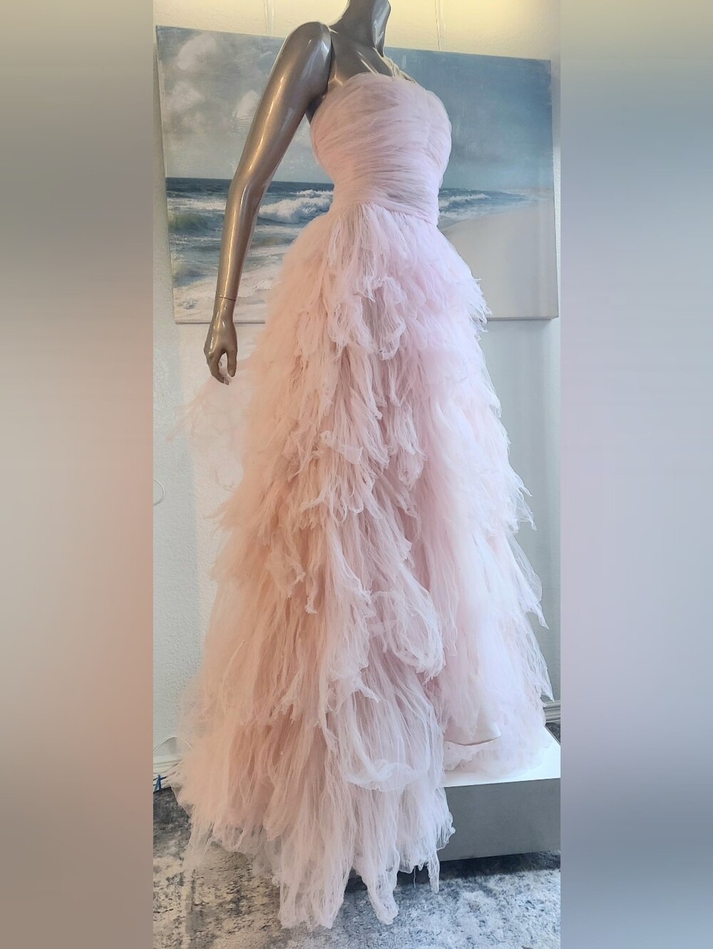 $9,500 OSCAR DE LA RENTA PINK SILK TULLE RUNWAY GOWN US 0 XS